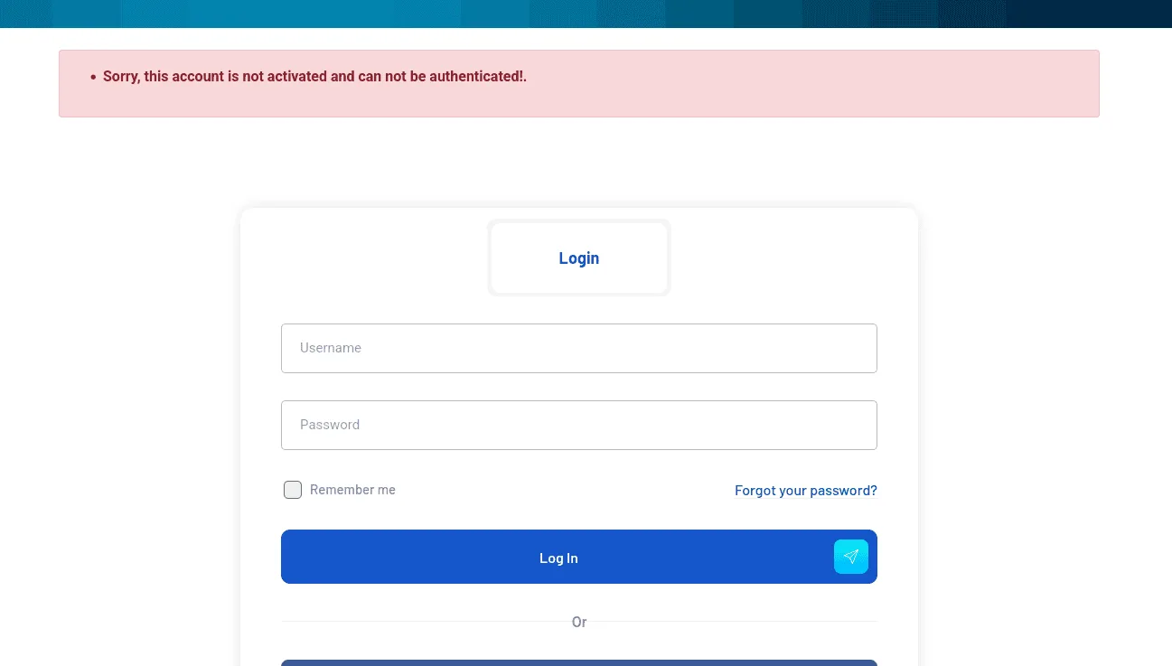 Login page